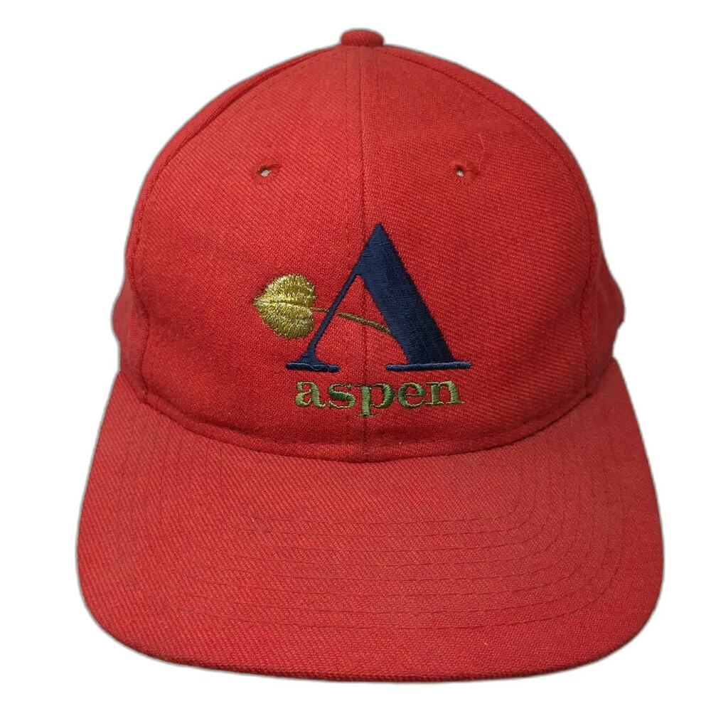 Sportcap Snapback Red Hat One Size Green Underbrim Embroidered Aspen Logo